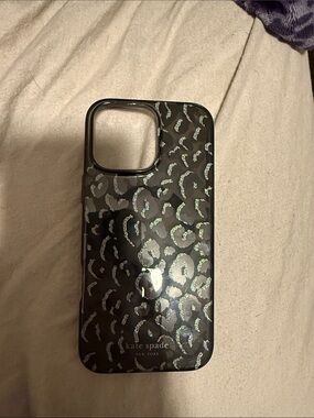 iPhone 16 pro max kate spade Black Leopard Print Phone Case